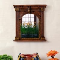 Desert Art Wooden Handpainted Copper Decorative Wall Mirror Frame 9 x 12 Inch Mirror