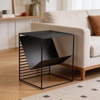 Black Metal End Table With Storage