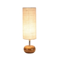 Nellie White Natural Fiber Shade Table Lamp with Natural Wooden Base