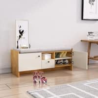 Hexa Red Engineered Wood Shoe Rack in Giant Wood and Frosty White Colour