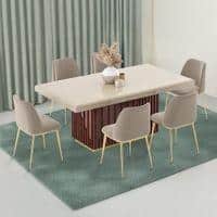 Gabriele Onyx 6 Seater Dining Table With Set Of 6 Olivia Dining Chairs