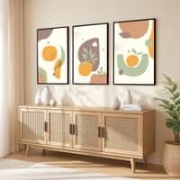 The Castle Decor Boho Abstract Botanical Wall Art Set of 3 Design 14 11x17 Inch
