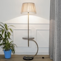Jigger Metal Multiutility Shelf Floor Lamp With Beige Shade