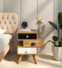 Tarquin Solid Wood Bedside Table in Natural Finish