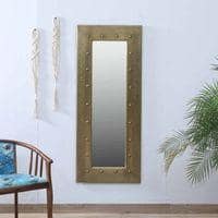 Kent Mango Wood Inlay Brass Tall Wall Mirror