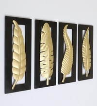 Vantara Abstract Metal Wall Decor in Gold Set of 4