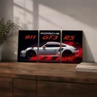 The Castle Decor Porsche GT3 RS Racing Car Wall Art Set of 3 14x20 Inch