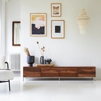 Rubaan Solid Wood TV Unit in Honey Oak Finish