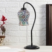 Multicolor Mosaic Glass Curvy Table lamp with Iron Base (EN26)