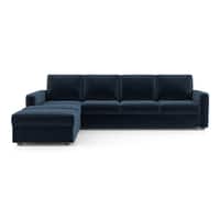 Apollo Compact Sofa (Colour : Cobalt, Cushion : Hard, Back Type : Regular, Seating Capacity : Left Aligned 3 Seater + Left Aligned Chaise + Ottoman)