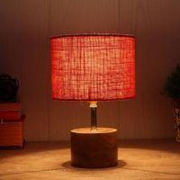 Amy Orange Natural Fiber Shade Table Lamp with Natural Wooden Base