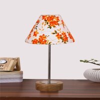 Devansh Multicolor Cotton Table Lamp With  Natural  Wood Base  & Steel Pipe (10X16.25 Inches)-39