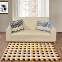 Presto Yellow Geometric Hand Tufted Wool Carpet 5X7 Feet