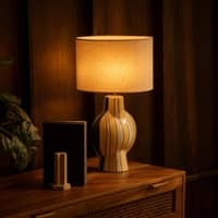 Positano Handicrafted Table Lamp in Yellow and blue checks Colour