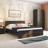 Wren Engineered Wood Queen Size Bed In Dark Wenge Finish