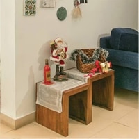 Hamilton Solid Wood Side Table Set of 3 in Teak Finish