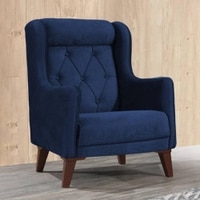 Ruby Solid Wood Accent Chair in Navy Blue Colour