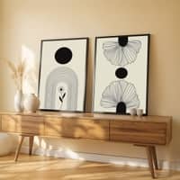 The Castle Decor Boho Abstract Botanical Wall Art Set of 2 Design 13 11x17 Inch