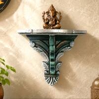 Multishade Colour Solid Wood Handcarved Navya Rajat Floating Wall Shelf with distres finish by DisooFashions