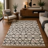 Imperial Knots Charcoal Ivory Hand Woven Dhurrie 5x8 Feet