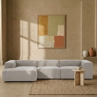Elegantedge Wood Right Aligned 3-Seater With Upholstery Non Storage Sofa In Grey Colour