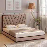 Vincent Engineered Wood Queen Size Non Storage Bed In Honey Oak Finish