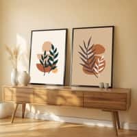 The Castle Decor Boho Abstract Botanical Wall Art Set of 2 Design 10 11x17 Inch