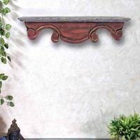 Sayan Red Colour Solid Wood Handcarved Floating Wall shelf