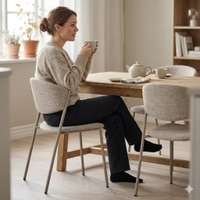 Scandinavian Kory Dining Chair Matte Beige Finish