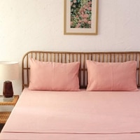 Adalynn Pink Abstract 180 TC Fabric Double Size Bedsheet With count of 2 Pillow Covers