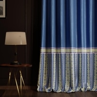 Stoa Paris Satin Window Curtain, 70% Blackout Curtains,   Privacy Lining, Pack of 1, Versailles - Blue Monarch