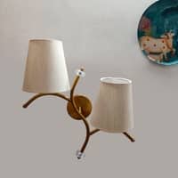 Devansh Metal Electric Wall Light in Gold Colour with off-white Shade Count of 2 Lights