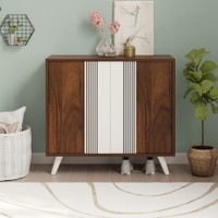 Cylvie Engineered Wood Dual Tone 2 Doors Shoe Rack Cabinet Slipper Footwear Stand Organizer with Handleless/Push to Open Design Up to 12 Pairs for Home (Brown Maple & White)