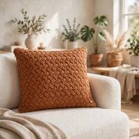 Criss Cross Medium Life Brown Decorative Cushion Cover 18 x 18 Inches