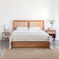 Kyoto Solid Wood Queen Hydraulic Bed in Brown Colour