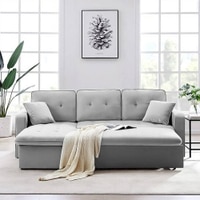 William Solid Wood Sofa cum Bed in Grey