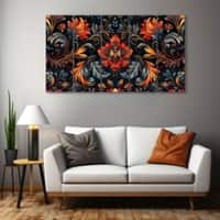 The Castle Decor Flower Wall Painting Wooden Framed 27x48 Inch (Style 3)