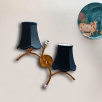 Devansh Metal Electric Wall Light in Gold Colour with Black Shade Count of 2 Lights