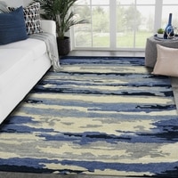 Jane Navy Abstract Hand-Tufted Viscose 8X5 Feet Carpet