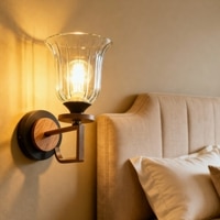 Eliante Modern Wall Lights Mild Steel & Glass Material Antique Brown & Champaign Finish