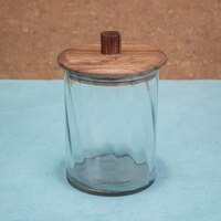 Ireka Homes Twist Glass Canister with Airtight Wooden Lid – Food Storage (5 x 7.5 in)