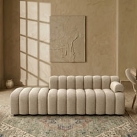 Chiccomfort Wood 3 Seater With Upholstery Non Storage Sofa In White Colour