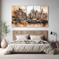 The Castle Decor Vintage Art Wall Painting Wooden Framed Digital Painting 27x48 Inch (Style 1)