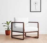 Aura PU Leather Arm Chair- Off White