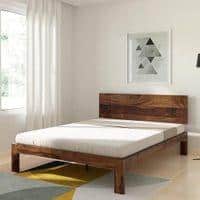 Triplet Solid Wood Queen Size Non Storage Bed In Provincial Teak Finish