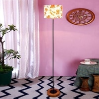 Evangeline Multicolour Cotton Shade Floor Lamp