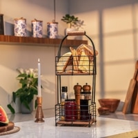 Ireka Home Rustic Grid Storage Basket with Metal Frame