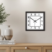 Bold Square Wooden Wall Clock with Geometric Dial and Modern Roman Numerals
