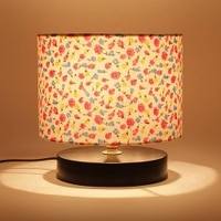 Donnie Multicolour Fabric Shade Table Lamp with Black Iron Base
