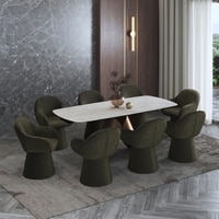 Aeris Ceramic 6 to 8 Seater Extendable Dining Table With 6 Selene Dining Chair